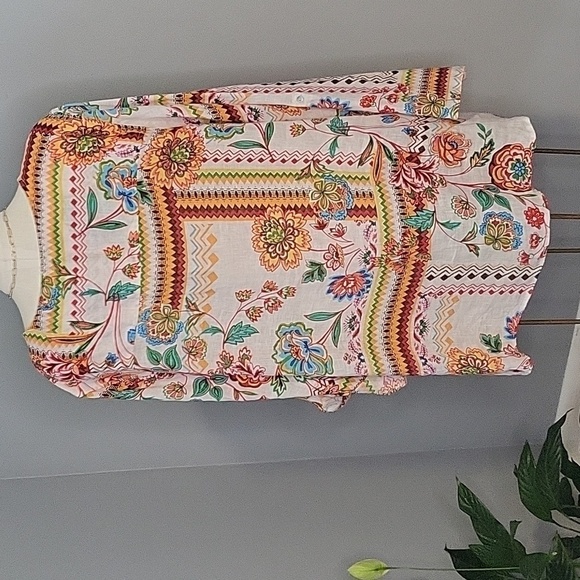 H by Halston Machine Washable Linen Button Down Adjustable Sleeve Tunic Size 3X - Picture 4 of 10